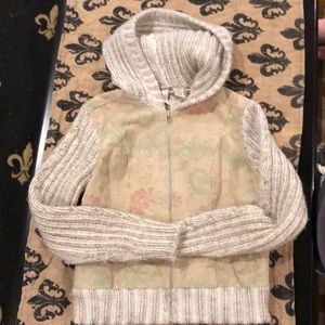 Sweater zip up - partially genuine leather